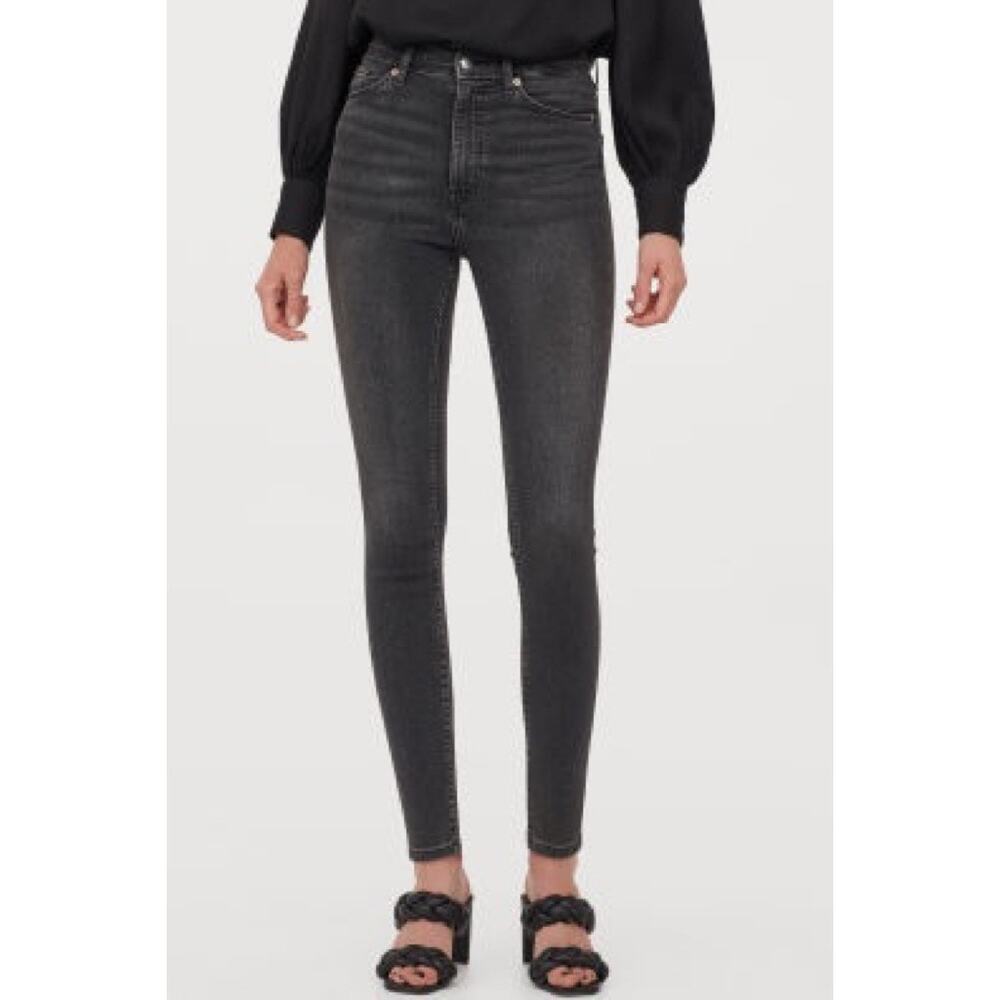 H&M Conscious High-Waist Skinny Jeans Washed Black Denim 29 x 30 Stretch